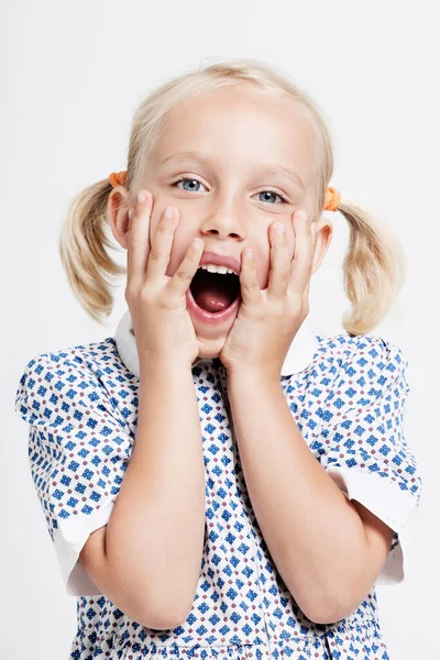 Shocked Little Blonde Girl — Stock Photo, Image