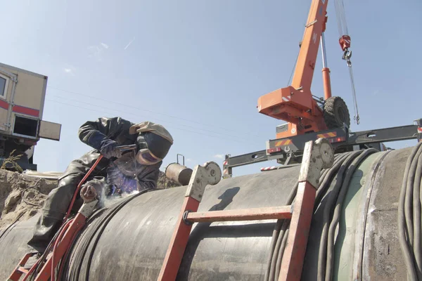 Gas pipeline welding — Stock Photo, Image