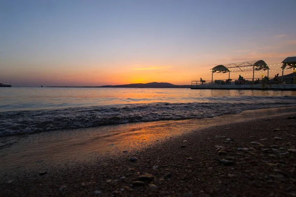 Coucher Soleil Sur Mer Noire Par Une Chaude Soirée Juillet — Photo