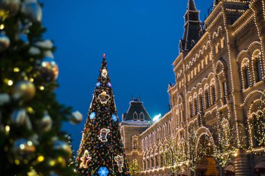 Yeni yıl, kış Moskova tüm festival aydınlatma ve güzellik