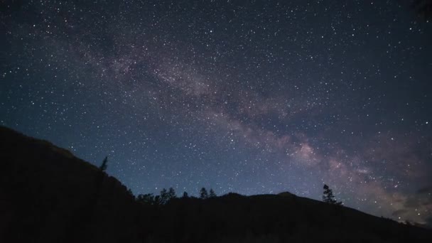 Tijd Ronden Laat Melkweg Bewegen Door Nachtelijke Hemel — Stockvideo