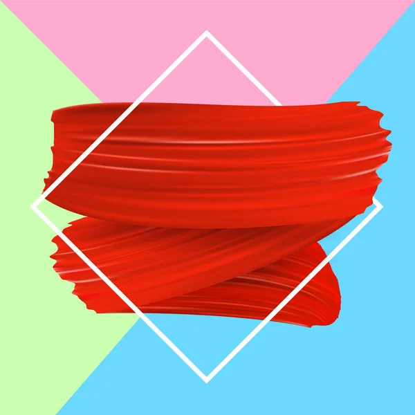 Vit Romb Ram Med Rödfärg Penseldrag Färgstarka Bakgrund Vektorillustration — Stock vektor