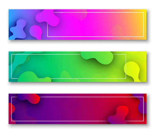 Set Van Kleurrijke Banners Met Wit Frame Abstracte Patroon Vectorillustratie — Stockvector