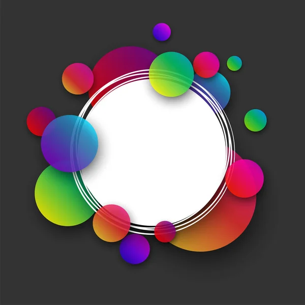 Белый Круглый Фон Цветными Пузырями Сером Векторная Иллюстрация — стоковый вектор