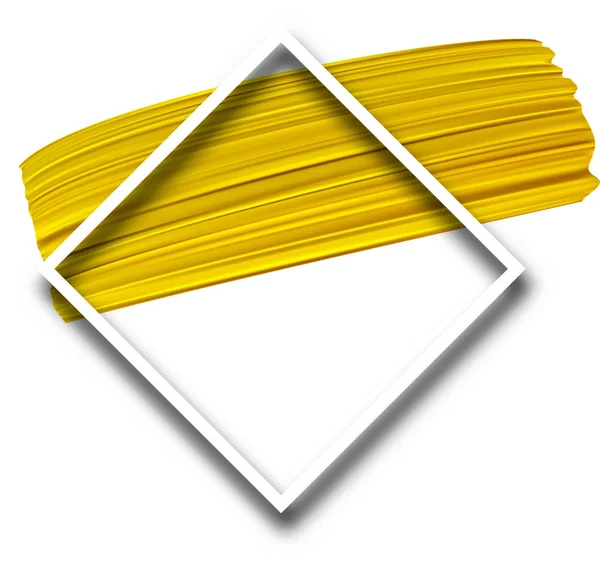 Rhombus Frame Met Gele Aquarel Penseelstreek Witte Achtergrond Vectorillustratie — Stockvector