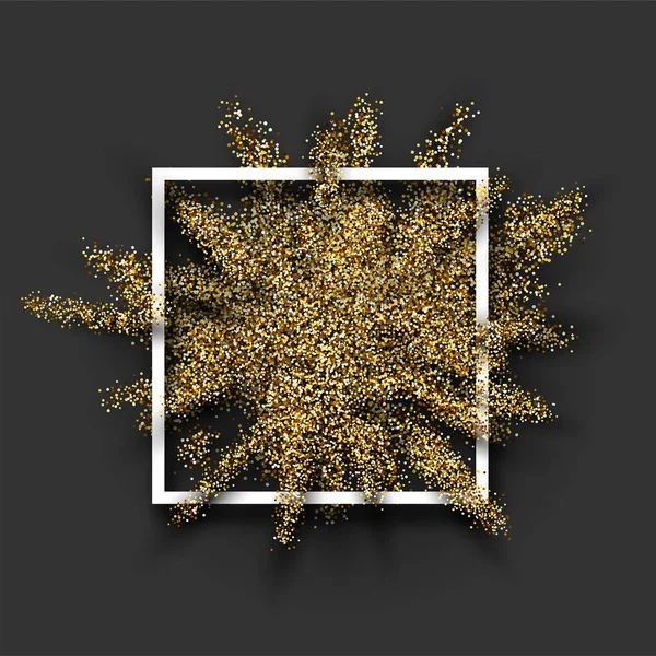 Witte Vierkante Frame Met Gouden Abstract Patroon Een Grijze Achtergrond — Stockvector