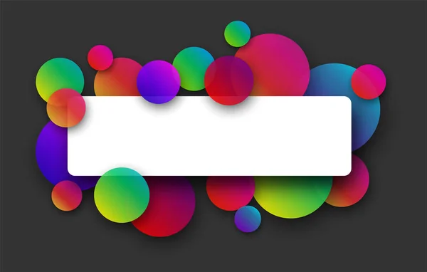 Weißes Banner Mit Farbkreisen Auf Grau Vektorillustration — Stockvektor