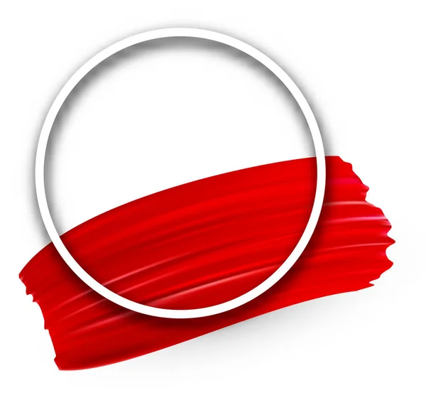 Weißer Runder Hintergrund Mit Rotem Pinselstrich Vektorillustration — Stockvektor