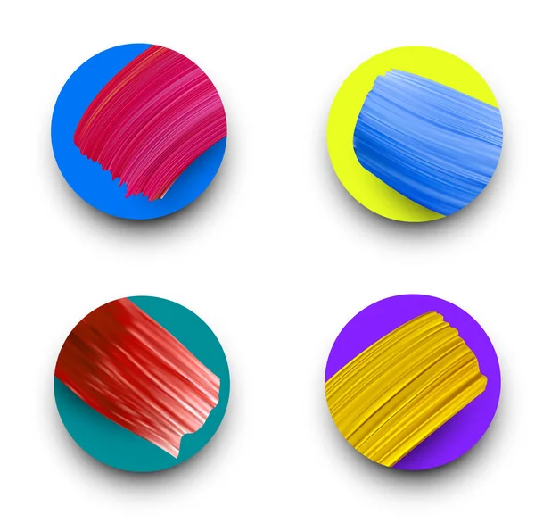 Runda Bakgrunder Med Färgstark Akvarell Penseldrag Vektorillustration — Stock vektor
