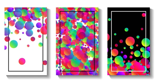 Conjunto Tres Fondos Con Burbujas Color Marco Ilustración Papel Vectorial — Vector de stock