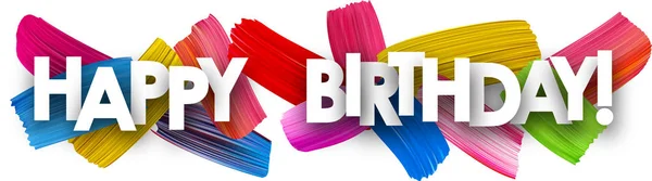 快乐的生日横幅与彩色水彩画笔笔触 矢量纸插图 — 图库矢量图片