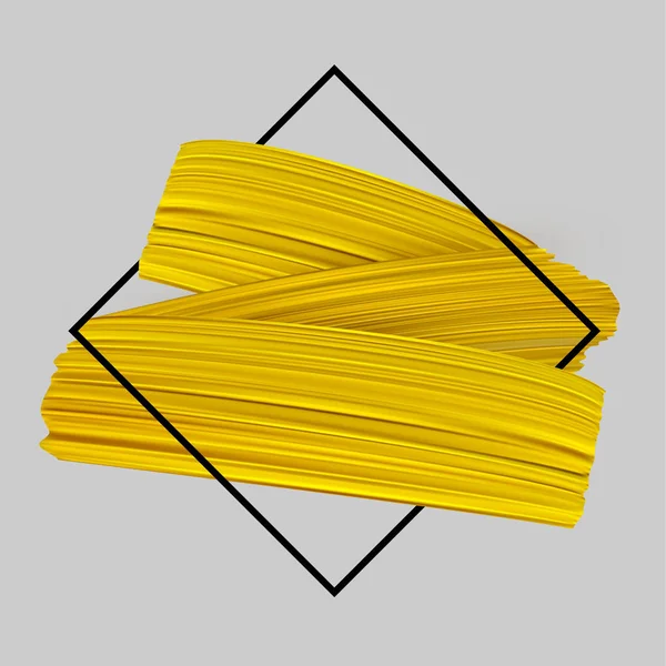Sarı Boya Fırça Darbeleriyle Gri Arka Plan Üzerinde Siyah Rhombus — Stok Vektör