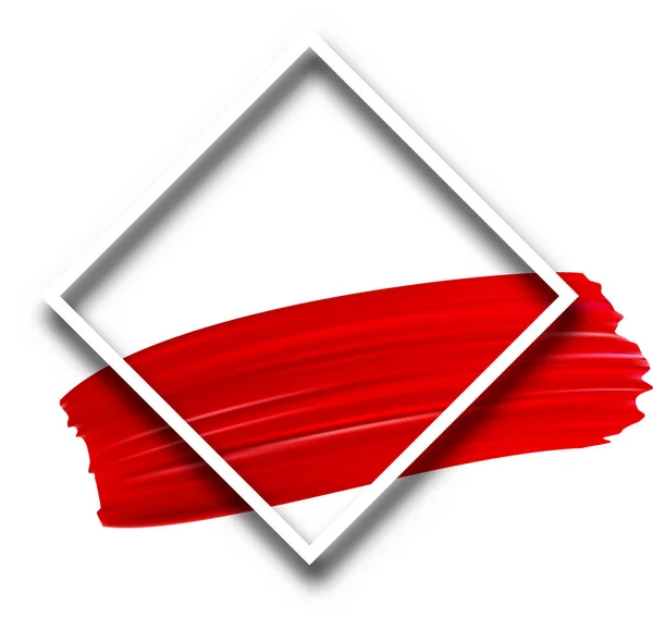 白い背景の赤い水彩ブラシ ストロークと菱形フレーム ベクトル図 — ストックベクタ