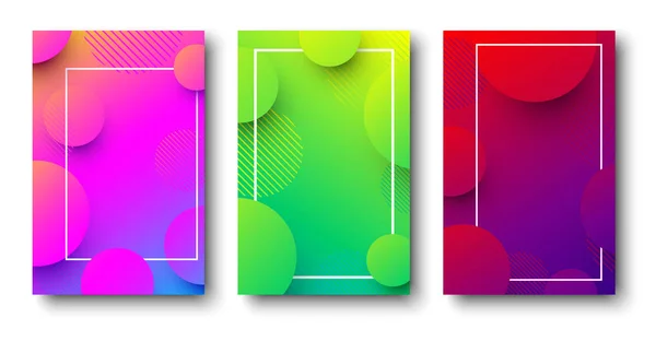 Conjunto Fondos Coloridos Con Marco Blanco Patrón Abstracto Ilustración Vectorial — Archivo Imágenes Vectoriales