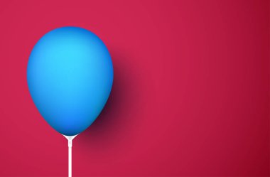 Kırmızı arka plan mavi gerçekçi balon ile