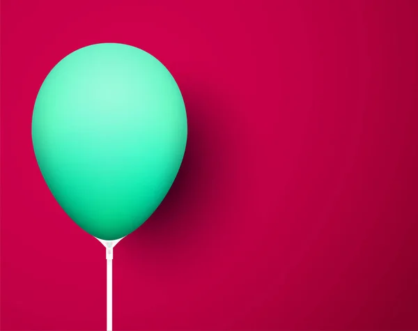 Purpurroter Hintergrund Mit Grünem Realistischem Ballon — Stockvektor