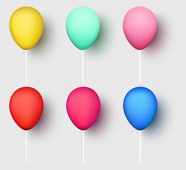 Conjunto Globos Realistas Colores Aislados Sobre Fondo Blanco — Vector de stock