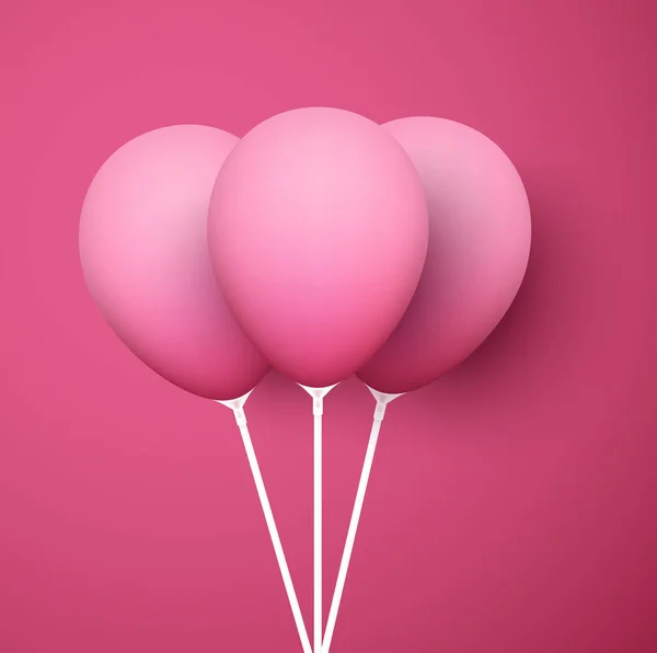 Рожевий Фон Трьома Реалістичними Кулями — стоковий вектор
