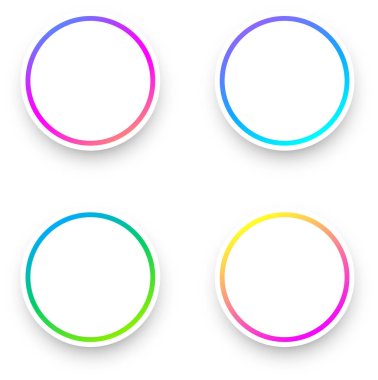Beyaz yuvarlak arka plan şablonları ile renkli spektrum çerçeve kümesi. Vektör kağıt çizim.