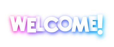 Beyaz arka plan üzerinde renkli spektrum hoş geldiniz işareti. Vektör kağıt çizim.