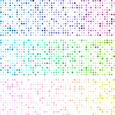 Renkli spektrum noktalı desenli beyaz soyut afiş. Vektör kağıt çizim