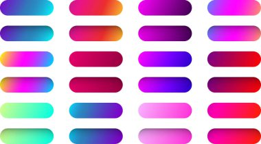 Beyaz arka plan üzerinde izole renkli spektrum web simgesi ve düğme şablonları kümesi. Vektör çizim