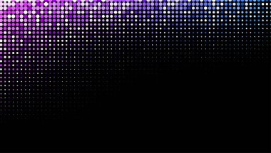 Renkli spektrum noktalı desenli siyah arka plan. Noktalı resim etkisi. Vektör pop sanat çizim