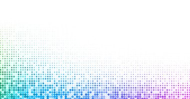 Renkli spektrum noktalı desenli beyaz arka plan. Noktalı resim etkisi. Vektör pop sanat çizim