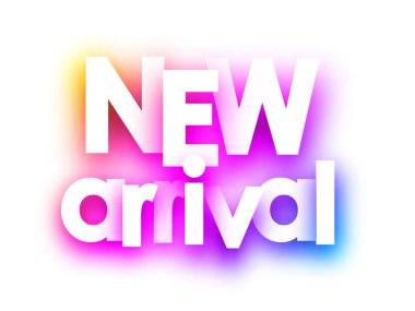 Beyaz arka plan üzerinde pembe spektrum yeni varış işareti. Vektör kağıt çizim