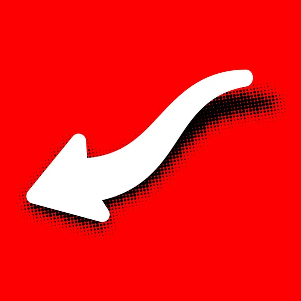 赤の背景に白の Pop アート レトロな矢印記号 ベクトル図 — ストックベクタ