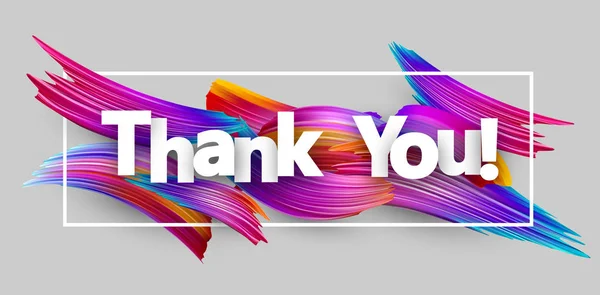 Thank You Poster Spectrum Brush Strokes White Background Colorful Gradient — Stock Vector