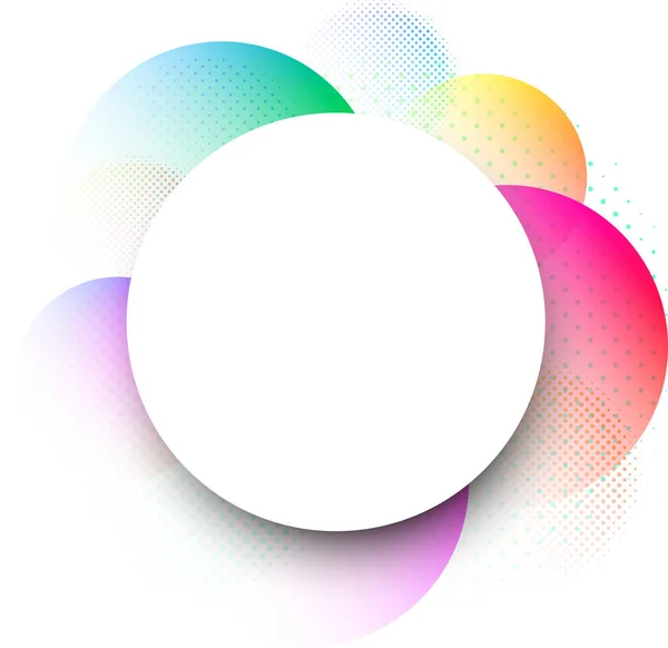 Witte Ronde Achtergrond Met Cirkels Kleurenpatroon Spectrum Vectorillustratie Papier Popart — Stockvector
