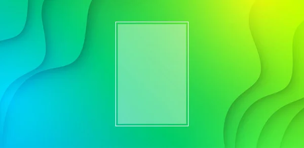 Fondo Ondulado Abstracto Espectro Verde Con Marco Rectangular Blanco Ilustración — Vector de stock