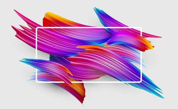 Vit Bakgrund Med Rektangulär Ram Och Spektrum Akvarell Drag Färgglada — Stock vektor