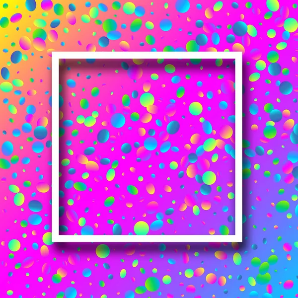 Spectrum Festive Background White Frame Colorful Oval Confetti Vector Illustration — Stock Vector