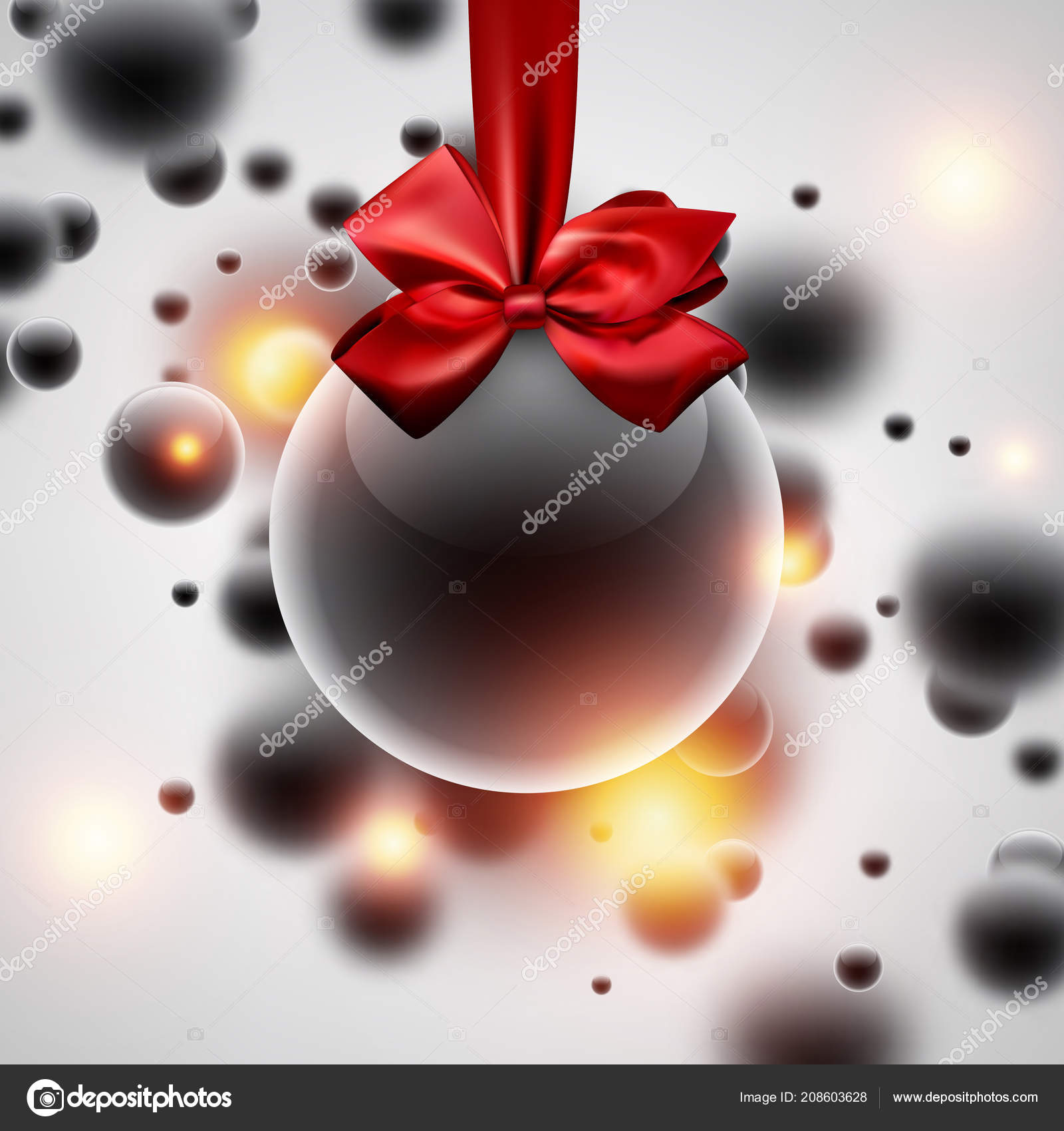White Shiny New Year Background Transparent Christmas Ball Red Satin — Wektor stockowy