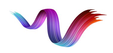 Beyaz Kağıt arka plan üzerine çizilen spektrum suluboya, akrilik veya guaş dalgalı fırça darbesi. Renkli gradyan fırçası tasarım. Soyut şablonu. Vektör sanat çizim