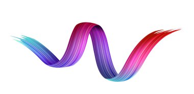 Beyaz Kağıt arka plan üzerine çizilen spektrum suluboya, akrilik veya guaş dalgalı fırça darbesi. Renkli gradyan fırçası tasarım. Soyut şablonu. Vektör sanat çizim