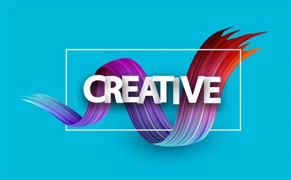 Kreativ Design Affisch Med Vit Ram Och Spektrum Penseldrag Blå — Stock vektor