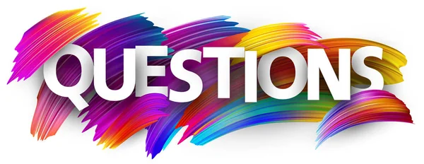 Questions Sign Blue Spectrum Brush Strokes White Background Colorful Gradient — Stock Vector