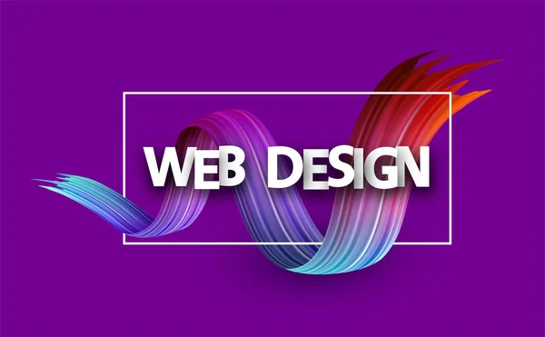 Web Design Αφίσα Λευκό Πλαίσιο Και Φάσματος Πινελιάς Μοβ Φόντο — Διανυσματικό Αρχείο