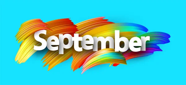 Blå September Banner Med Spektrum Penseldrag Vit Bakgrund Färgglada Gradient — Stock vektor
