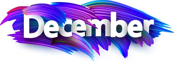 Banner Dezembro Branco Modelo Cartaz Com Pinceladas Gradiente Azul Roxo —  Vetores de Stock