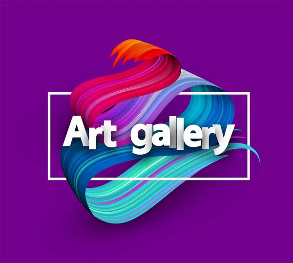 Арт Галерея Плакат Білою Рамкою Спектральним Пензлем Фіолетовому Фоні Барвистий — стоковий вектор