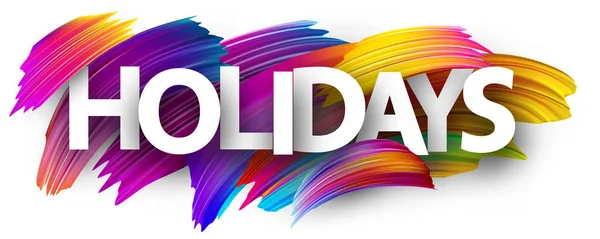 Weißes Urlaubsplakat Mit Pinselstrichen Farbenfrohe Farbverlauf Pinsel Design Vektorpapier Illustration — Stockvektor