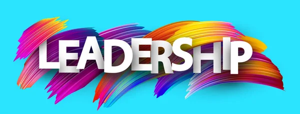 Blue Leadership Banner Colorful Brush Design — Stock Vector