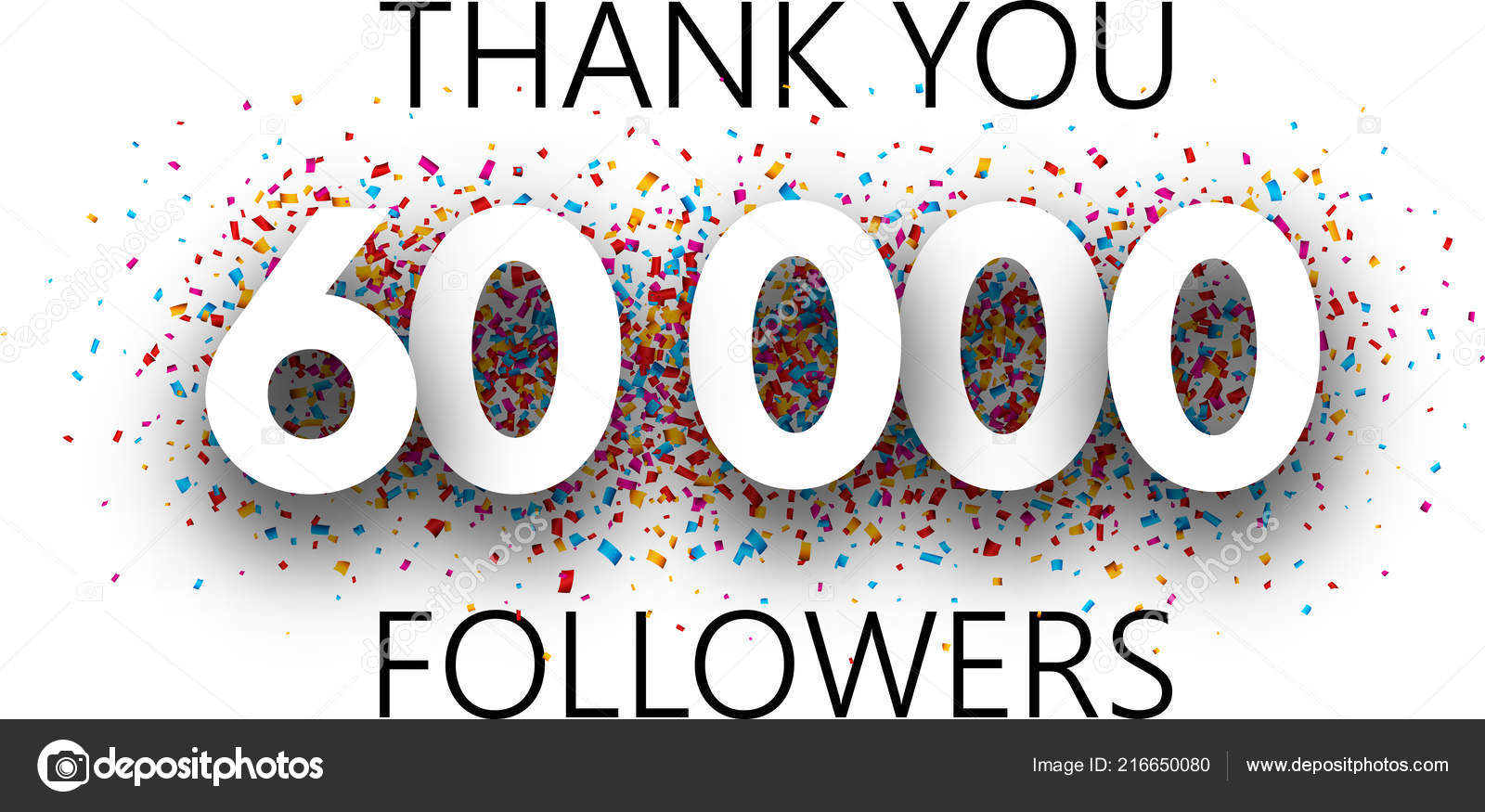 Thank You 60000 Followers Poster Colorful Confetti Social Network