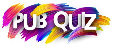 Pub quiz banner, colorful brush design isolated on white background clipart