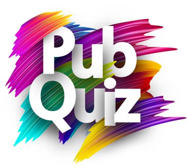 Pub quiz card, colorful brush design isolated on white background clipart