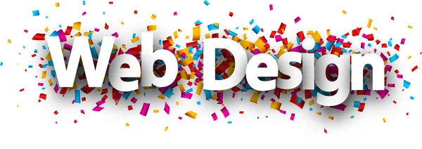 Bannière Web Design Avec Confettis Papier Coloré Isolé Sur Fond — Image vectorielle